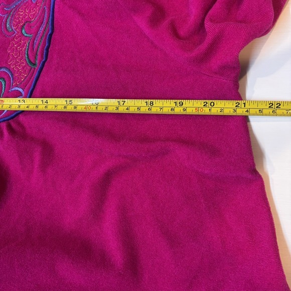 Vtg Embroidered Lounge Dress Magenta Pink Boho Hostess Caftan 70/80s Vanity Fair - Picture 8 of 10
